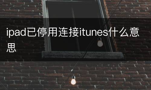 ipad已停用连接itunes什么意思