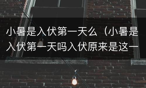 小暑是入伏第一天么（小暑是入伏第一天吗入伏原来是这一天）