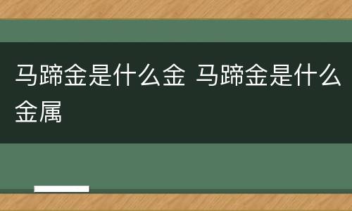 马蹄金是什么金 马蹄金是什么金属