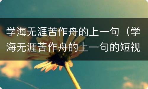 学海无涯苦作舟的上一句（学海无涯苦作舟的上一句的短视频）