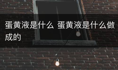 蛋黄液是什么 蛋黄液是什么做成的