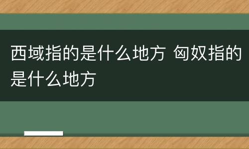 西域指的是什么地方 匈奴指的是什么地方