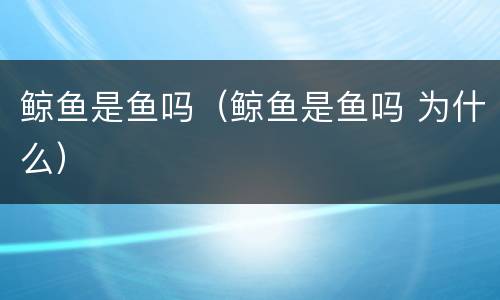 鲸鱼是鱼吗（鲸鱼是鱼吗 为什么）