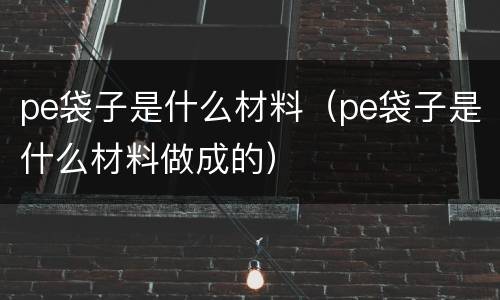pe袋子是什么材料（pe袋子是什么材料做成的）