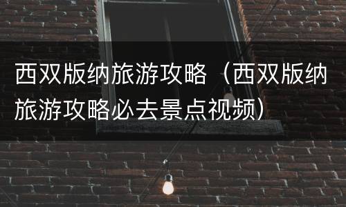 西双版纳旅游攻略（西双版纳旅游攻略必去景点视频）