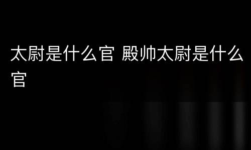 太尉是什么官 殿帅太尉是什么官