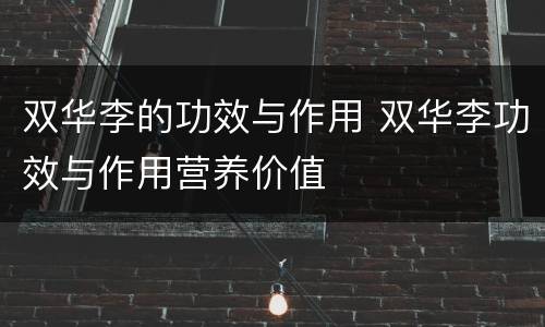 双华李的功效与作用 双华李功效与作用营养价值