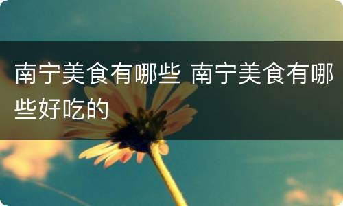 南宁美食有哪些 南宁美食有哪些好吃的