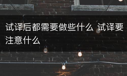 试译后都需要做些什么 试译要注意什么