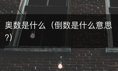 奥数是什么(倒数是什么意思?)