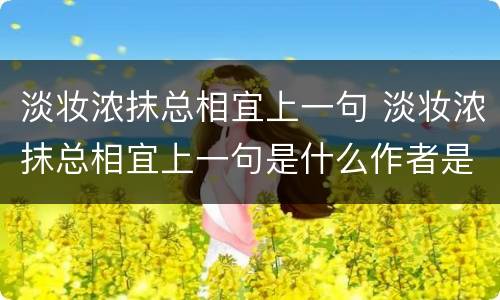 淡妆浓抹总相宜上一句 淡妆浓抹总相宜上一句是什么作者是谁