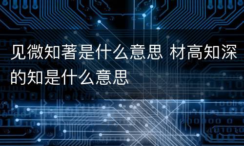 见微知著是什么意思 材高知深的知是什么意思