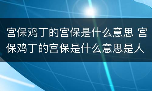 宫保鸡丁的宫保是什么意思 宫保鸡丁的宫保是什么意思是人名还是官名