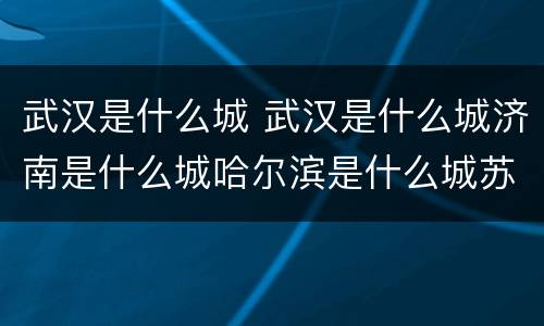 武汉是什么城 武汉是什么城济南是什么城哈尔滨是什么城苏州是什么城