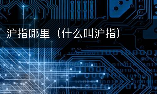 沪指哪里（什么叫沪指）