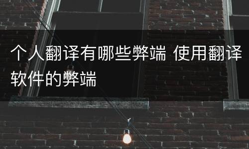 个人翻译有哪些弊端 使用翻译软件的弊端
