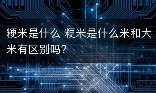 粳米是什么 粳米是什么米和大米有区别吗?