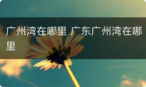 广州湾在哪里 广东广州湾在哪里