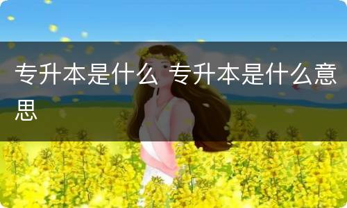 专升本是什么 专升本是什么意思