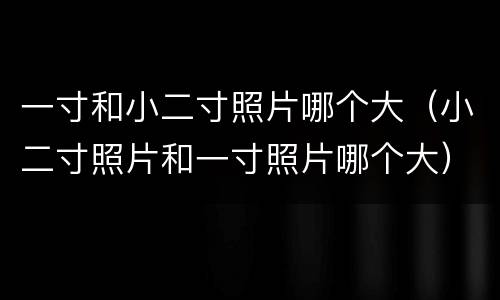 一寸和小二寸照片哪个大（小二寸照片和一寸照片哪个大）