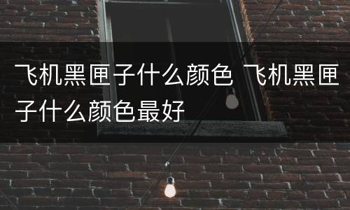 飞机黑匣子什么颜色 飞机黑匣子什么颜色最好