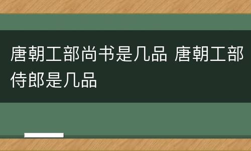 唐朝工部尚书是几品 唐朝工部侍郎是几品