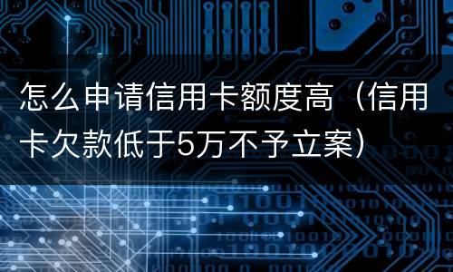 怎么申请信用卡额度高(信用卡欠款低于5万不予立案)