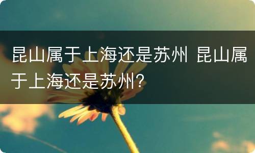 昆山属于上海还是苏州 昆山属于上海还是苏州?