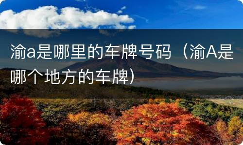 渝a是哪里的车牌号码（渝A是哪个地方的车牌）