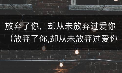 放弃了你，却从未放弃过爱你（放弃了你,却从未放弃过爱你是什么歌）
