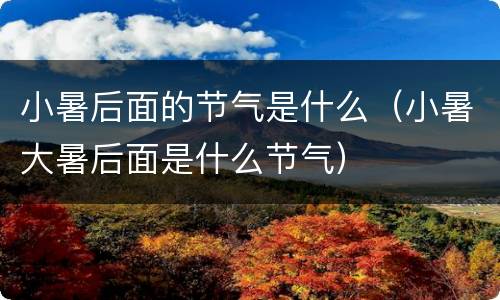 小暑后面的节气是什么（小暑大暑后面是什么节气）