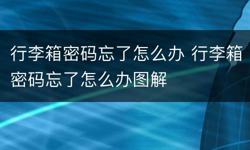 行李箱密码忘了怎么办 行李箱密码忘了怎么办图解
