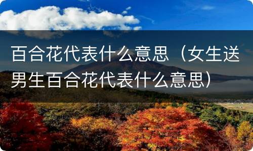 百合花代表什么意思（女生送男生百合花代表什么意思）