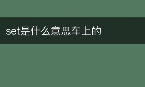 set是什么意思车上的