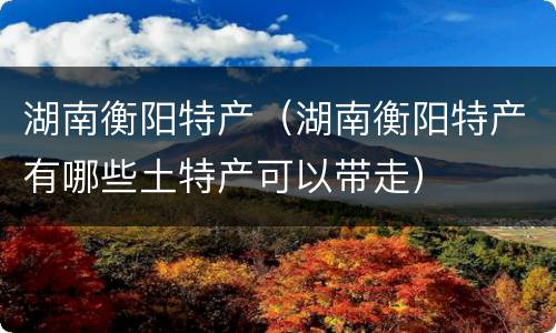 湖南衡阳特产（湖南衡阳特产有哪些土特产可以带走）