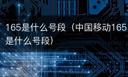 165是什么号段（中国移动165是什么号段）