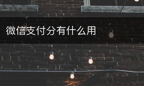 微信支付分有什么用