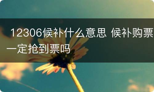  12306候补什么意思 候补购票一定抢到票吗