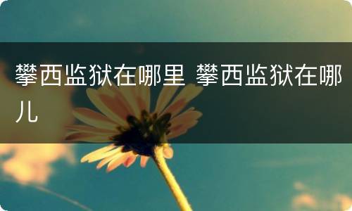 攀西监狱在哪里 攀西监狱在哪儿