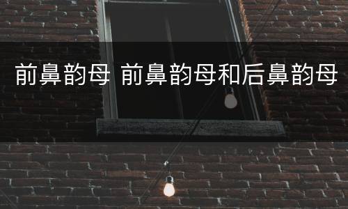 前鼻韵母 前鼻韵母和后鼻韵母