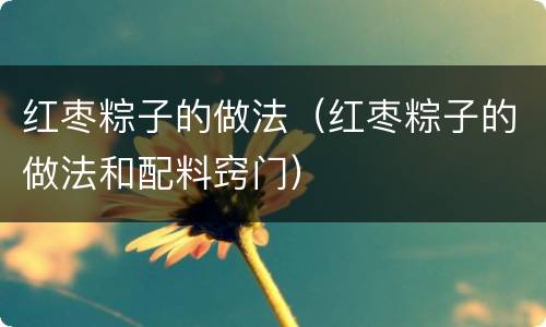 红枣粽子的做法（红枣粽子的做法和配料窍门）