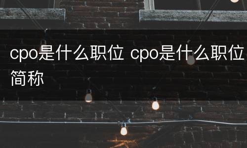 cpo是什么职位 cpo是什么职位简称