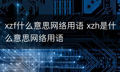 xzf什么意思网络用语 xzh是什么意思网络用语