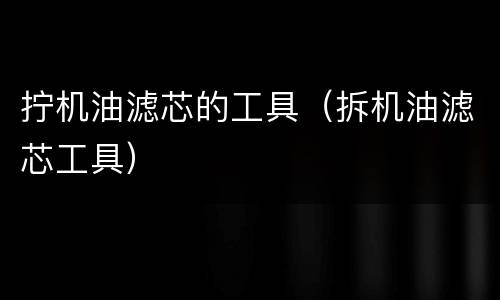 拧机油滤芯的工具（拆机油滤芯工具）