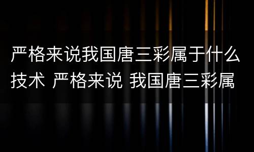 严格来说我国唐三彩属于什么技术 严格来说 我国唐三彩属于什么技术