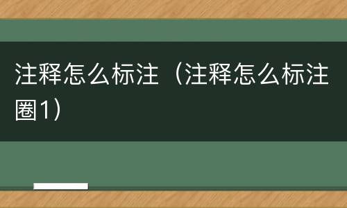 注释怎么标注（注释怎么标注圈1）