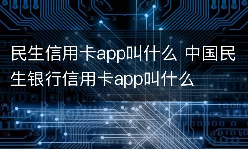 民生信用卡app叫什么 中国民生银行信用卡app叫什么