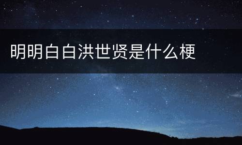 明明白白洪世贤是什么梗