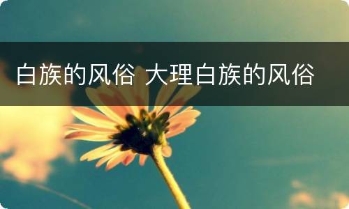 白族的风俗 大理白族的风俗