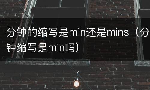 分钟的缩写是min还是mins（分钟缩写是min吗）